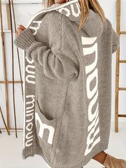 Waterfall Collar Knit Cardigan Hooded Sweater