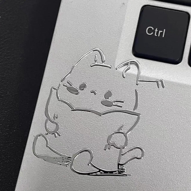 3D Cartoon Cat Pillow Metallic Texture Stickers Waterproof Decorative