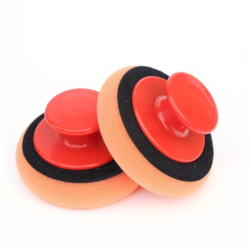 Car Beauty Waxing Sponge Set with Handle Round Polishing Brush
