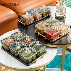 6 Grids Dried Fruit Salad Snack Plate Nordic Dessert Jar Dish Food Storage Box
