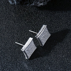 Hip Hop Style Square Earrings With Zircon For Men