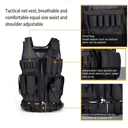 Outdoor Men's Vest With Detachable Belt And Holster