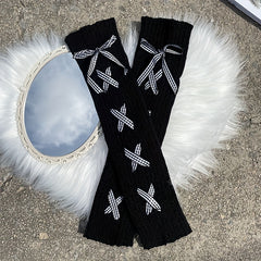 Solid Cross Strap Leg Warmers Knee High Socks Stockings