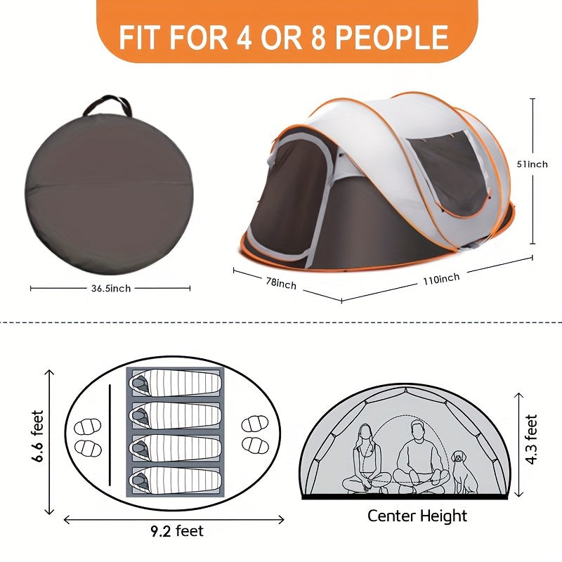 4-6 Person Waterproof Pop Up Camping Tent with Window