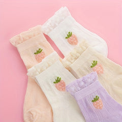 5 Pairs Girls Floral Ankle Socks for Kids Toddlers
