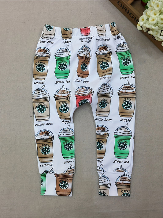 Newborn Coffee Print Baby Boys Leggings Trousers