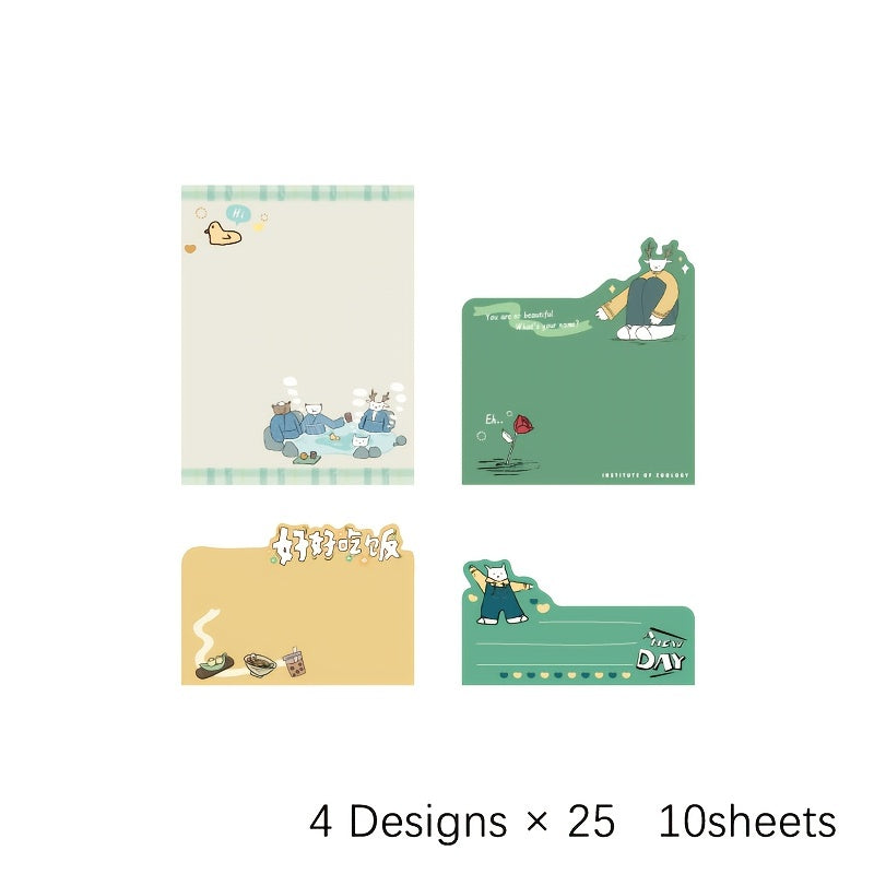 Animal Academy Cartoon Sticky Notes 100 Sheets