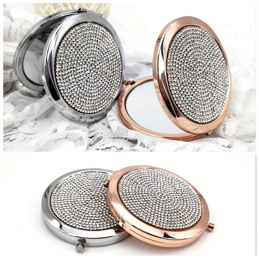 Bling Rhinestone Double Sided Makeup Mirror