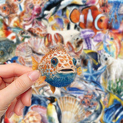 100pcs Ocean Creatures Stickers Colorful Fish Shells Coral
