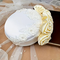 Satin Flower Fascinator Hat Bridal Wedding Headwear French Style Beret