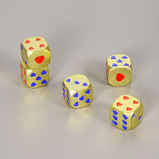 13mm Golden Solid Metal Heart Dice for Board Games
