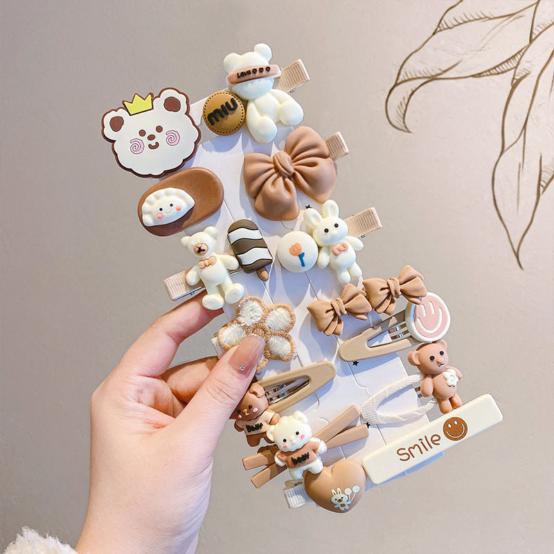 14pcs Cartoon Animal Shape Hair Clips Girls Hair Accessories Set