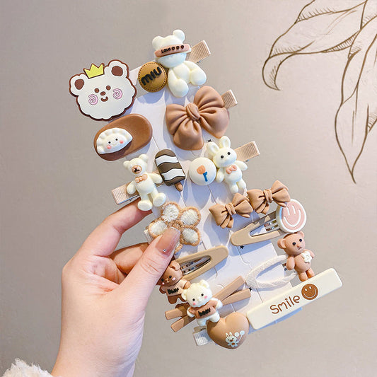 14pcs Cartoon Animal Shape Hair Clips Girls Hair Accessories Set