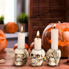 Gothic Candlestick Holders Tea Light Spooky Crafts Resin Tableware Decorations