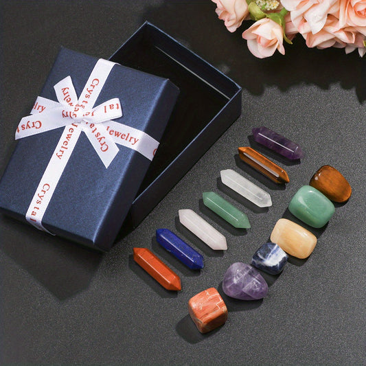 14Pcs Natural Pointed Quartz Crystal Chakra Stones Healing Crystals