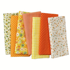 7pcs Yellow Sewing Pattern Fabric Pre Cut Square Bed Sheets For Quilting