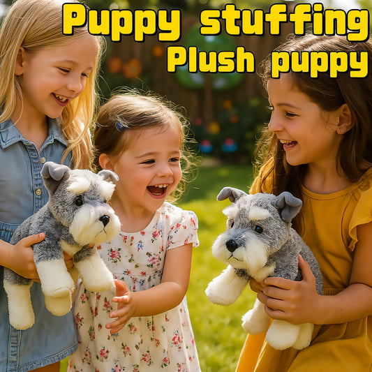 Realistic Soft Schnauzer Puppy Gray Teddy Bear Companion Plush