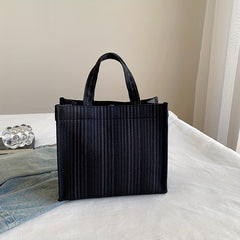 Striped Canvas Tote Satchel Bag Lightweight Shoulder Bag