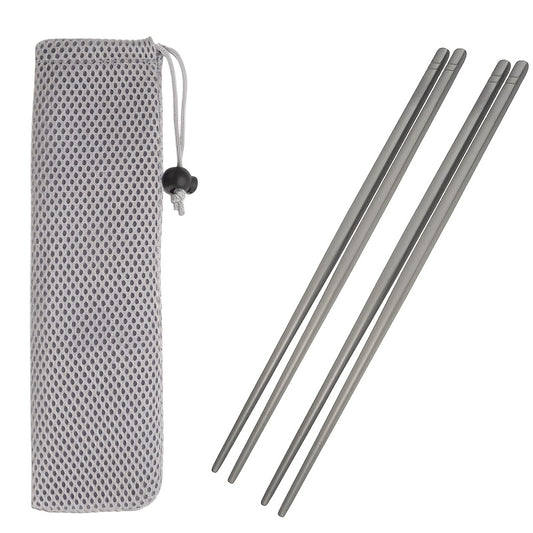 2 Pairs Titanium Chopsticks Reusable Cutlery Kitchen Tools