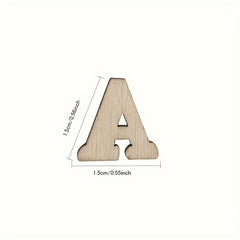 200pcs 15mm Wooden Letter and Number Shapes for DIY Craft Natural Wood Pieces