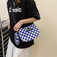 Canvas Checkerboard Shoulder Bag Messenger Bag