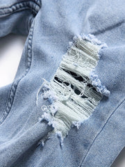 Men's Distressed Stretch Denim Pants Street Style