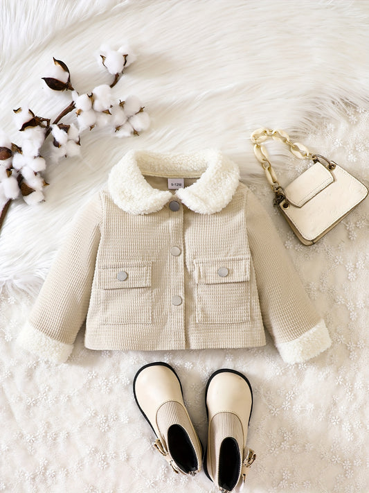 Baby Girl Corduroy Thermal Coat Lapel Cardigan Jacket