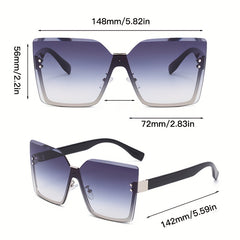 Oversized Square Sunglasses Gradient Lens Semi Rimless Glasses UV400