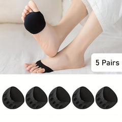 5 Pairs Forefoot Cushion Pads Non slip High Heel Insoles Invisible Socks