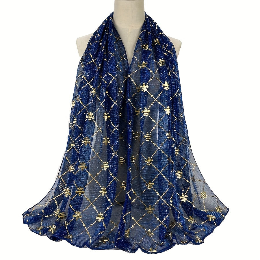 Boho Hot Stamping Hijab Solid Crinkle Scarf Vintage Shawl