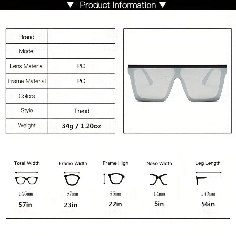 Oversized Square Frame Sunglasses Beach UV400