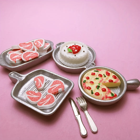 Mini Steak Statues Resin Material for Fairy Garden Doll House DIY