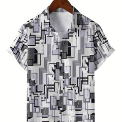 Men's Geometric Pattern Camp Collar Hawaiian Shirt