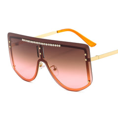 Oversize Metal Sunglasses Colorful Rhinestone Glasses