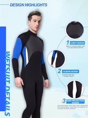 REALON Men's 3mm Quick Dry Skinny Fit Wetsuit