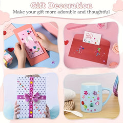 12pcs Mini Heart And Star Diamond Stickers Bright Acrylic Floral Decals