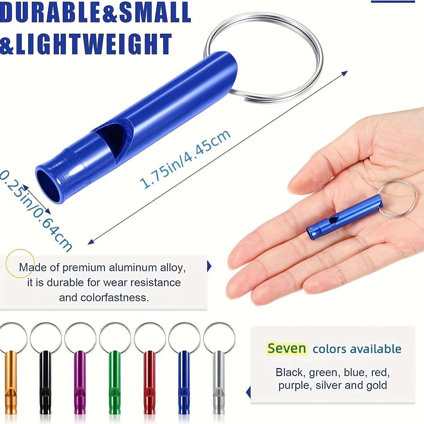 Aluminum Emergency Whistle Keychain for Camping Hiking Outdoors Sports