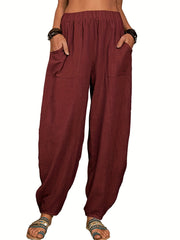 High Waist Harem Pants with Pockets for Women