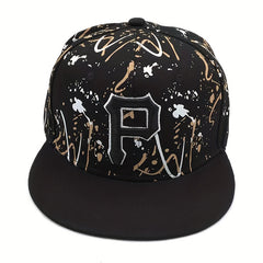 Men's P Embroidered Baseball Cap Casual Hip hop Outdoor Graffiti Sunshade Cap