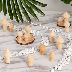 Set of 6 Wooden Mushrooms for DIY Crafts & Ornaments