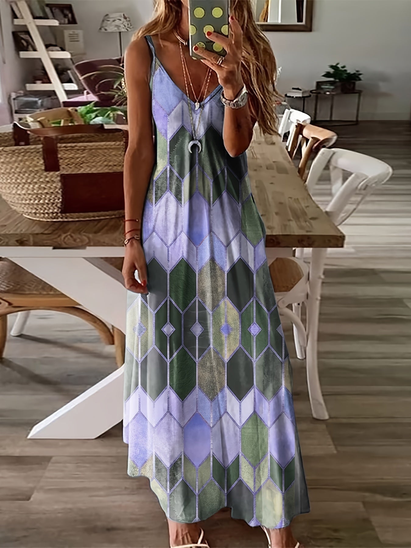 Casual Sleeveless V-Neck Summer Maxi Dress