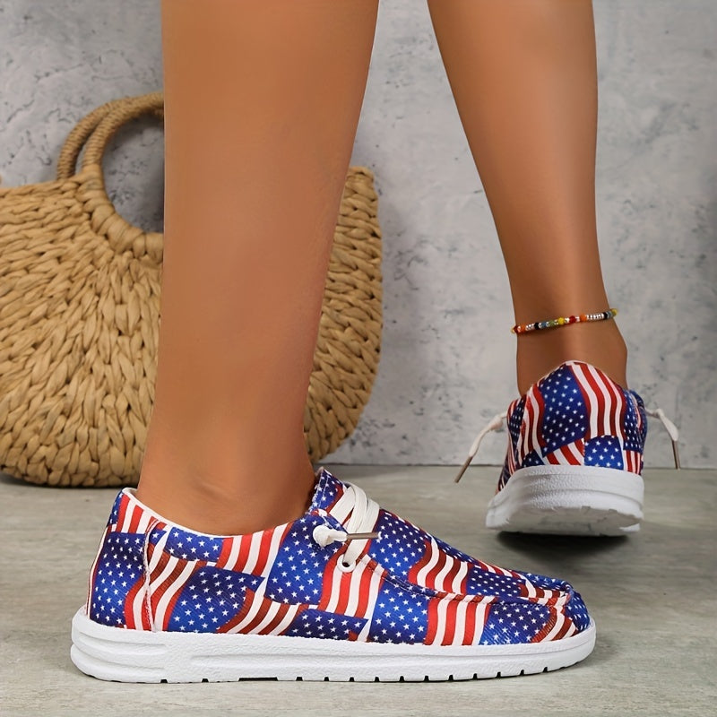 Women's Flag Pattern Slip-On Loafers for 4th of July