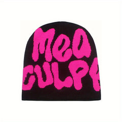 Double-sided Double-layer Knitted Hat Letter Jacquard Beanie