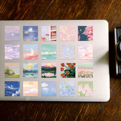 56 Pcs Scenic Paint Sticker Girls Wallet Decor Waterproof Sticker