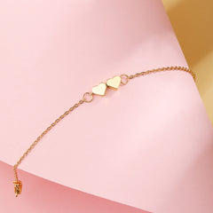 18K Plated Chain Bracelet Heart Beads Stainless Steel Adjustable Hand Jewelry