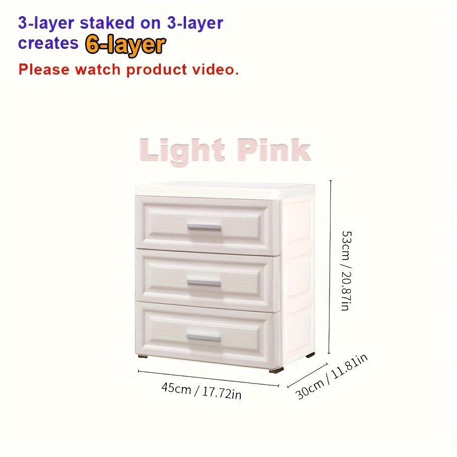 1pc Stackable Storage Cabinet Drawer Plastic Dresser Organizer Room Decor