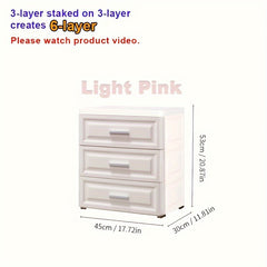 1pc Stackable Storage Cabinet Drawer Plastic Dresser Organizer Room Decor