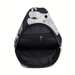 Elephant Print Casual Lightweight Crossbody Shoulder Chest Bag