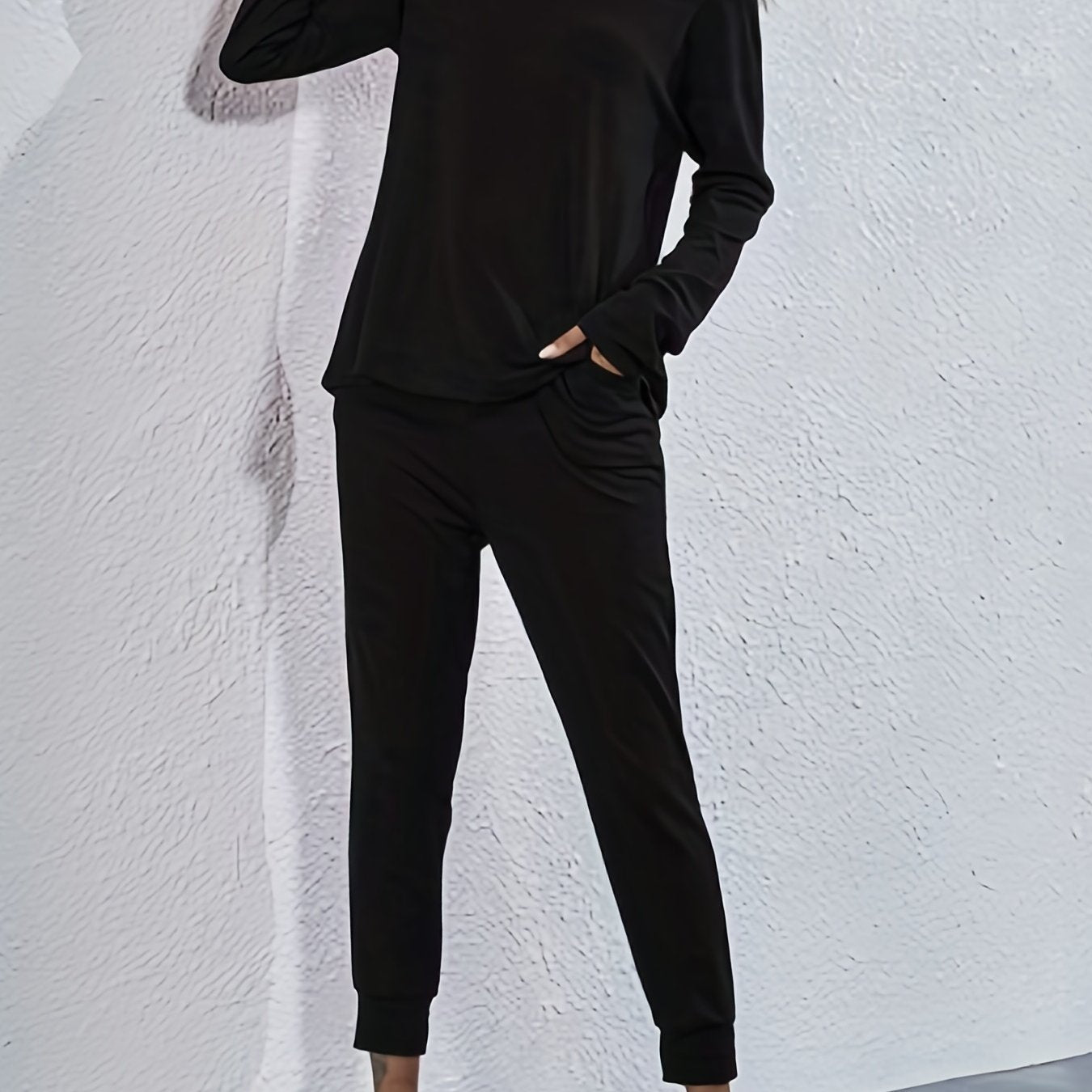  Solid One Shoulder Top & Jogger Pants Set