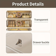 2 Layer Transparent Storage Box With Top Cover Cosmetics Drawer Style